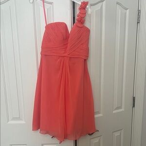 Allure Bridals Coral One Shoulder Dress, Bridesmaid wedding cocktail